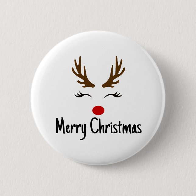 Merry Christmas Reindeer Button (Front)