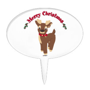 Merry Christmas Reindeer Cake Topper