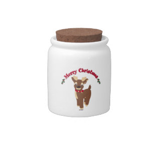 Merry Christmas Reindeer Candy Jar