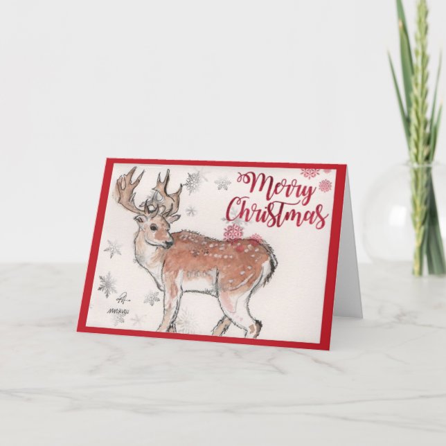 Merry Christmas Reindeer Card (Front)