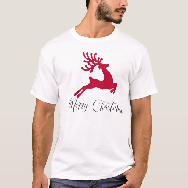Merry Christmas Reindeer Christmas T-Shirt (Front)