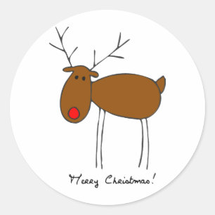 Merry Christmas Reindeer Classic Round Sticker