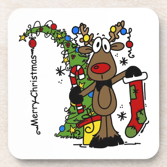 Merry Christmas Reindeer Coaster (Front)