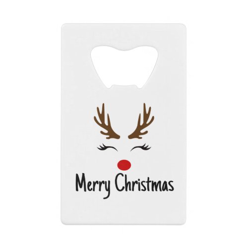 Merry Christmas Reindeer Credit Card Bottle Opener