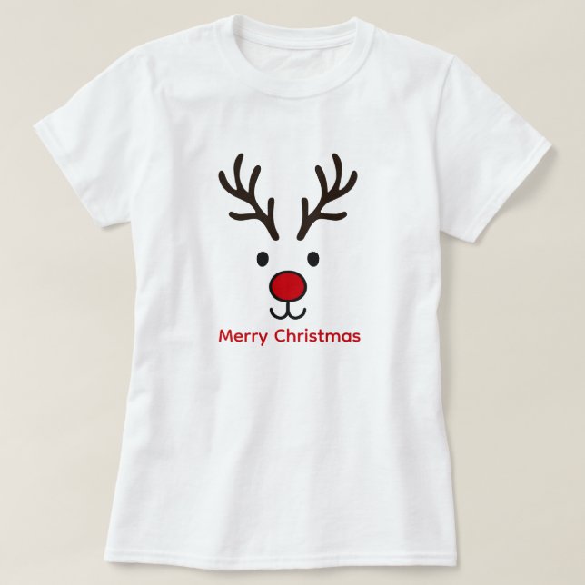Merry Christmas Reindeer Cute Xmas Personalized  T-Shirt (Design Front)