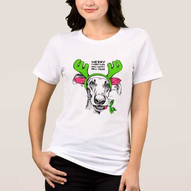 Merry Christmas Reindeer Dog | Holidays Tri-Blend Shirt (Front)