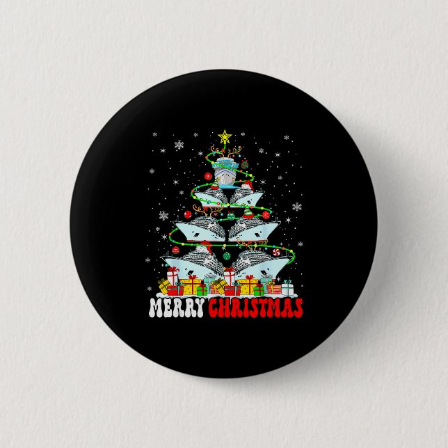 Merry Christmas Reindeer Elf Santa Cruise Ships Xm Button (Front)