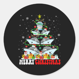 Merry Christmas Reindeer Elf Santa Cruise Ships Xm Classic Round Sticker