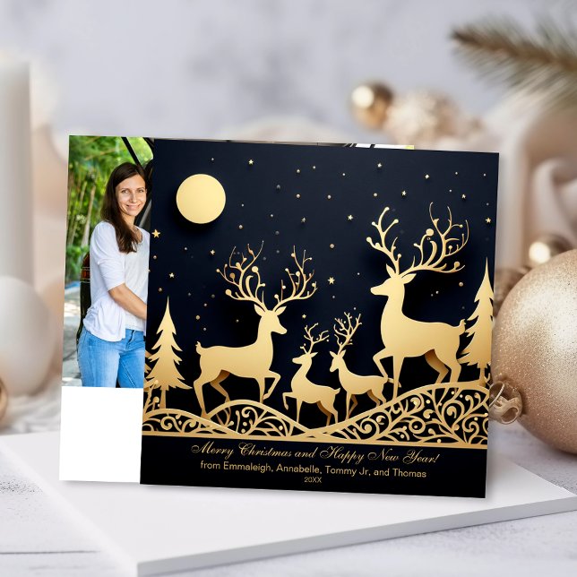 Merry Christmas Reindeer Family Photo Holiday Card (Creator Uploaded)