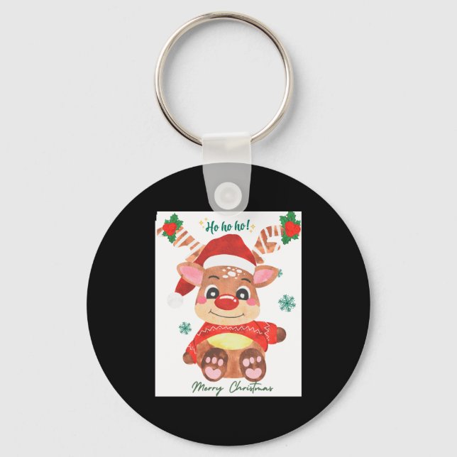 Merry Christmas Reindeer Festive Fun Toddler  Keychain (Front)