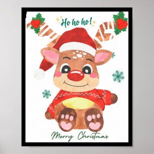 Merry Christmas Reindeer Festive Fun Toddler Poster