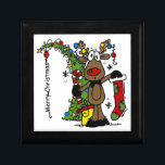 Merry Christmas Reindeer Gift Box<br><div class="desc">A cute and fun Christmas design features a top heavy decorated Christmas tree with text that reads Merry Christmas,  a reindeer with decorated antlers,  holding a Christmas stocking and candy cane on holiday T-shirts,  sweatshirts,  bags,  mugs,  cards,  stickers,  key chains,  keepsake ornaments,  and so much more.</div>