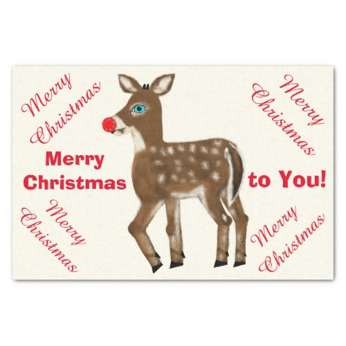 Merry Christmas Reindeer Greeting Tissue Paper
