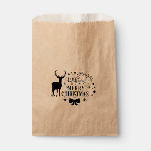 MERRY CHRISTMAS Reindeer Holiday Favor Treat Bag