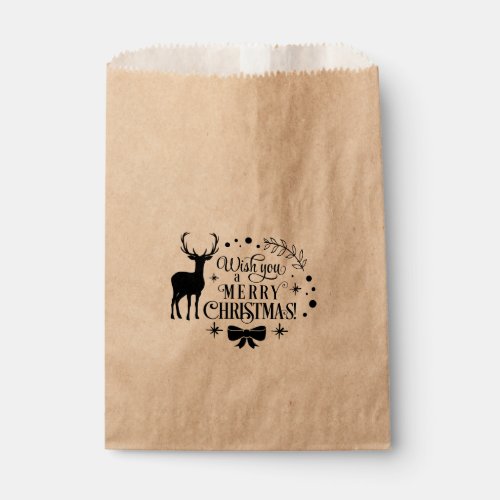 MERRY CHRISTMAS Reindeer Holiday Favor Treat Favor Bag