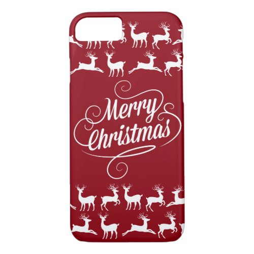 Merry Christmas Reindeer Holiday iPhone 7 Case