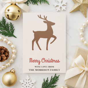Merry Christmas Reindeer Holiday Letterpress Card