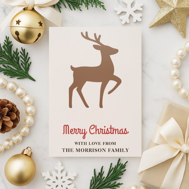 Merry Christmas Reindeer Holiday Letterpress Card (Creator Uploaded)