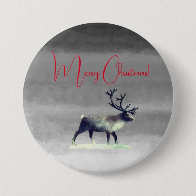Merry christmas, Reindeer in winter day Button (Front)