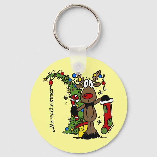 Merry Christmas Reindeer Keychain (Front)