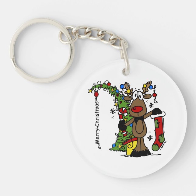 Merry Christmas Reindeer Keychain (Front)