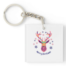 Merry Christmas Reindeer Keychain Cute Holiday gif