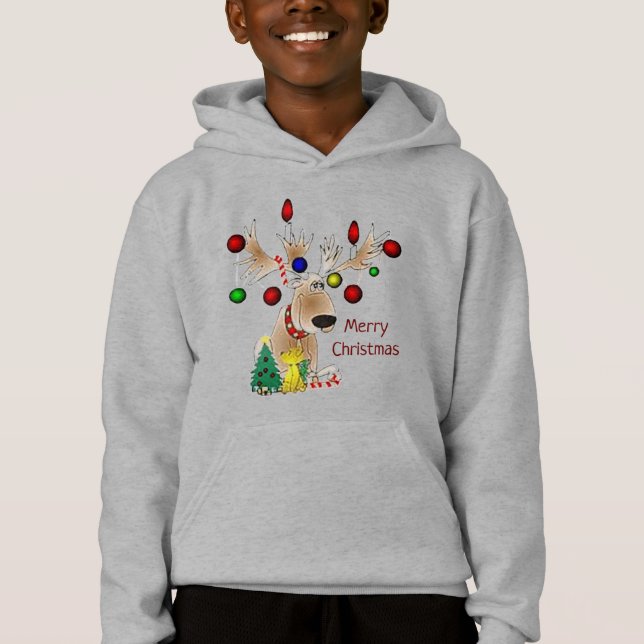 Merry Christmas Reindeer Kid’s  Hoodie (Front)
