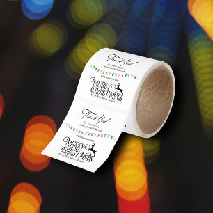 Merry Christmas Reindeer Lights Business Thank You Square Sticker