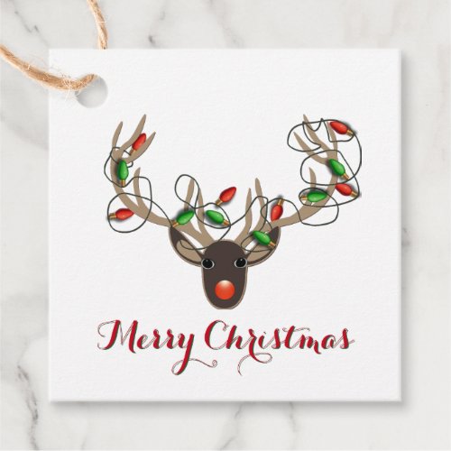 Merry Christmas Reindeer Lights Gift Tag