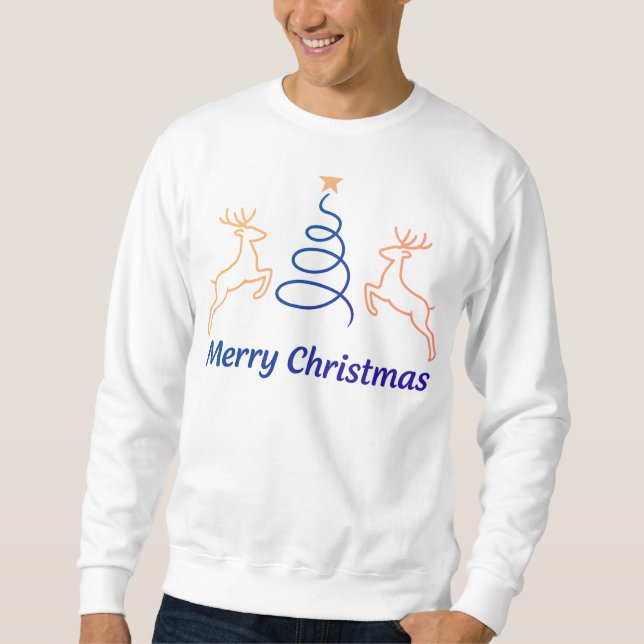 Merry Christmas Reindeer Men’s Basic Sweatshirt |  (Front)