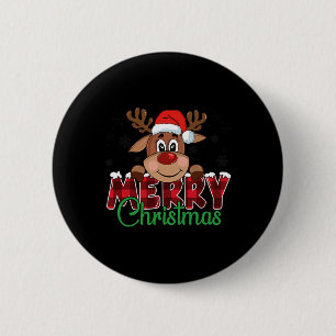 Merry Christmas Reindeer Men Women Family Matching Button