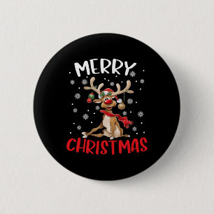 Merry Christmas Reindeer Men Women Family Matching Button