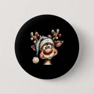 Merry Christmas Reindeer Men Women Family Matching Button