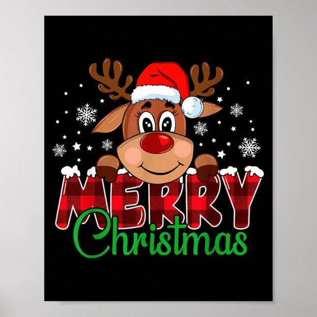 Merry Christmas Reindeer Men Women Family Matching Poster (Front)