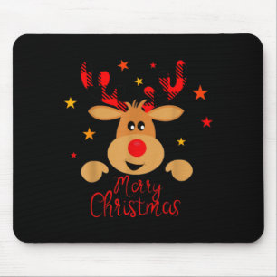 Merry Christmas Reindeer Men Women Kids Matching R Mouse Pad