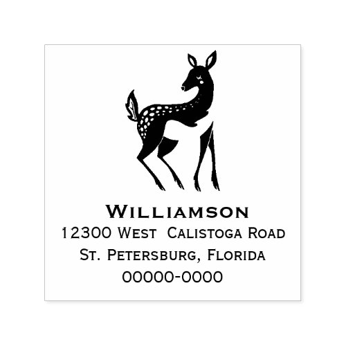 Merry Christmas Reindeer Monogram Return Address Self_inking Stamp