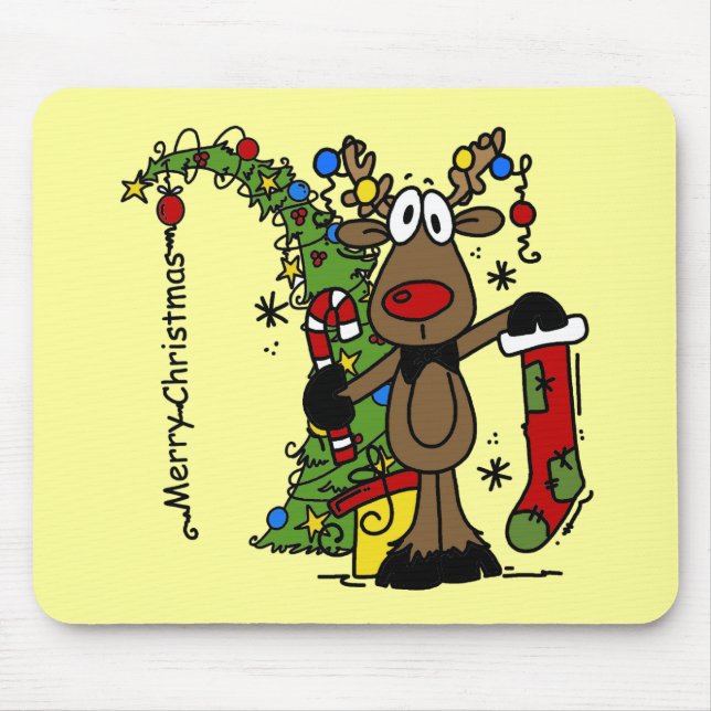 Merry Christmas Reindeer Mouse Pad (Front)