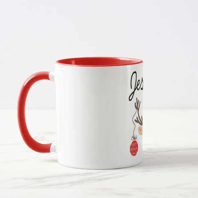 Merry Christmas Reindeer Personalized Mugs (Left)