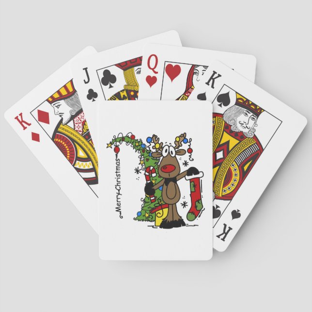 Merry Christmas Reindeer Poker Cards (Back)