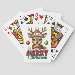 Merry Christmas Reindeer Poker Cards