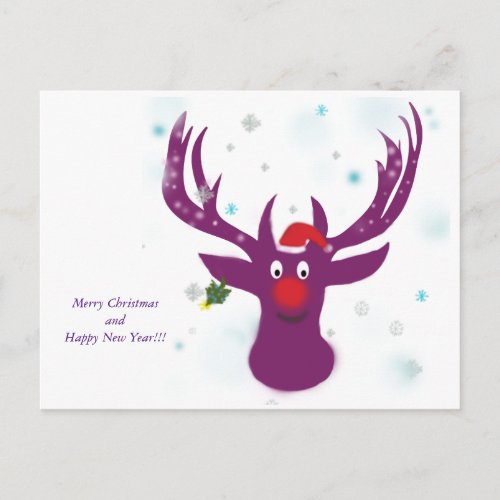 Merry Christmas Reindeer Postcard