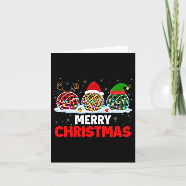 Merry Christmas Reindeer Santa Elf Plaid Leopard V Card (Front)