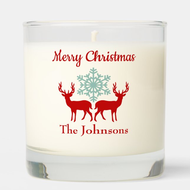 Merry Christmas Reindeer Scented Candle (Front)