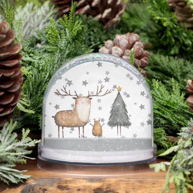 Merry Christmas Reindeer Snow Globe (Winter)