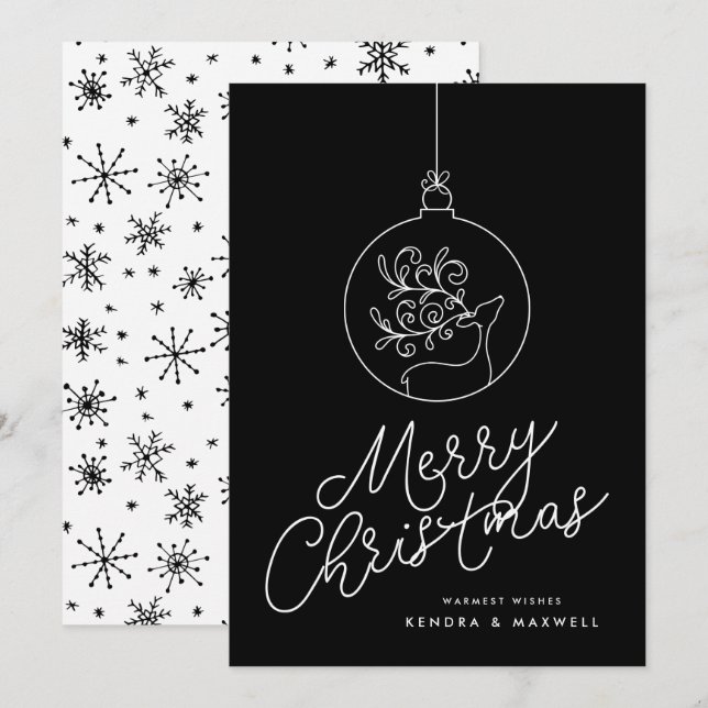 MERRY CHRISTMAS Reindeer Snowflakes (Front/Back)