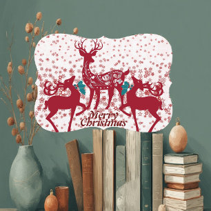 Merry Christmas Reindeer Snowflakes Family Custom Holiday Card