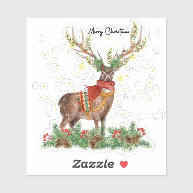 Merry Christmas Reindeer Sticker (Sheet)