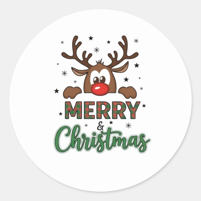 Merry Christmas Reindeer Sticker (Front)