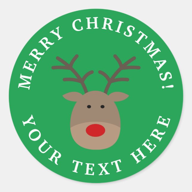Merry Christmas reindeer stickers & envelope seals (Front)
