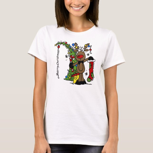 Merry Christmas Reindeer T-Shirt (Front)